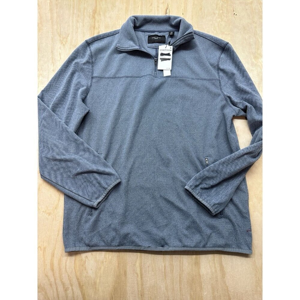 Daniel Buchler Men’s 1/4 Zip Hoodie Soft Blue Large Zip Pockets‎ Surf Flats $95